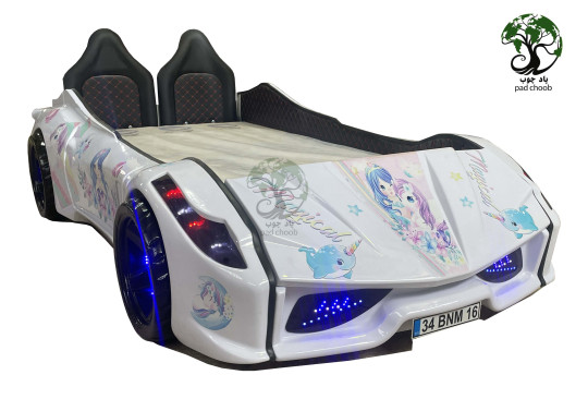تخت ماشینی دخترانه مدل پونی پادچوب